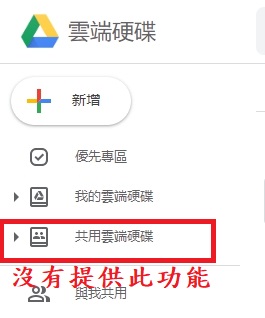 Google 共用雲端截圖說明